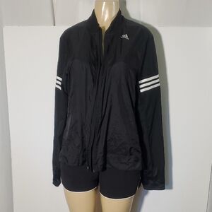 NEW Adidas Response Jacket Windbreaker Running Black FullZip Athletic Women SzXL